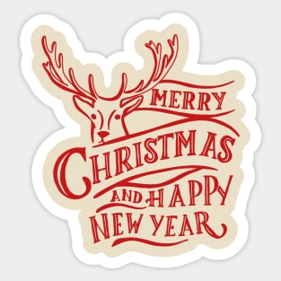 Merry Christmas and Happy New Year Sticker